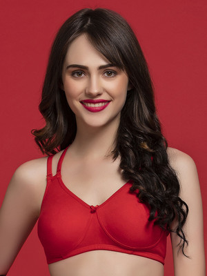 Clovia Cotton Rich Non-Padded Non-Wired Multiway T-Shirt Bra Women T-Shirt Non Padded Bra(Red)