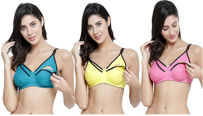 YOBELLY MOTHER Women Maternity/Nursing Non Padded Bra(Green, Yellow, Pink)