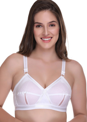 SONA by PERFECTO Women's Perfecto Cotton Full Coverage Plus Size Non-Padded Wirefree Everyday Bra Women Full Coverage Non Padded Bra(White)