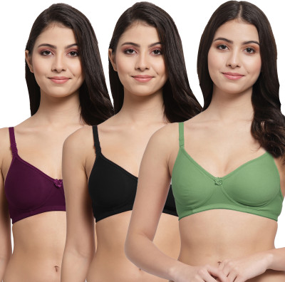 Docare Women T-Shirt Lightly Padded Bra(Green, Black, Purple)