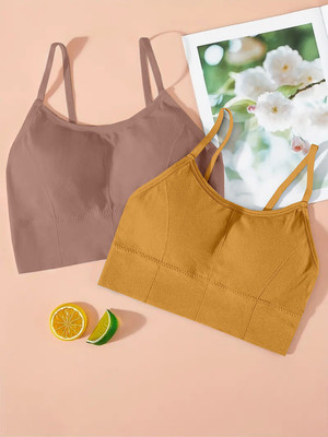 MAHEK CREATIVE 646-pink-yellow-02-30 Women Everyday Lightly Padded Bra(Pink, Yellow)