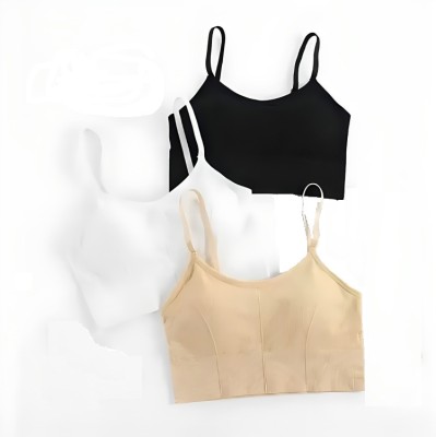 Crusila Unique Desing Women Sports Lightly Padded Bra(Beige)