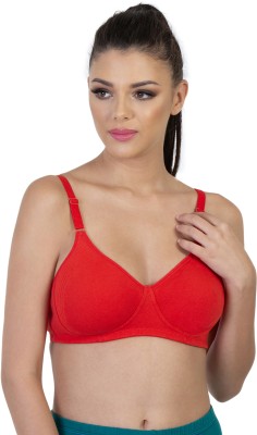 Envie Women's Encircled Cotton Bra/Non-Padded, Non-Wired, Side Sharper Women T-Shirt Non Padded Bra(Red)