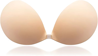 CareDone Women's & Girl's Strapless Push Up Wire Free Stick On Invisible Bra Women Stick-on Lightly Padded Bra(Beige)