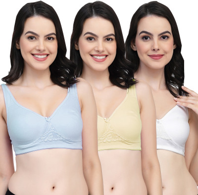 COLLEGE GIRL CG1214Mino Women Minimizer Non Padded Bra(Light Blue, Beige, White)