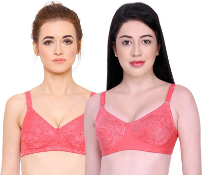 INKURV Women T-Shirt Non Padded Bra(Pink)
