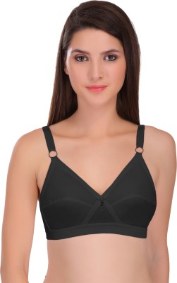 Featherline Poly Cotton Cross Over Perfect Fitted Womens Everyday Bras - Katrina Women Minimizer Non Padded Bra(Black)