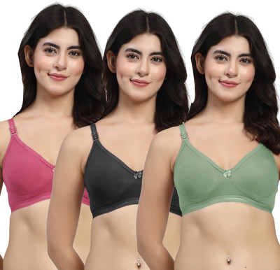 LILY ithsirdMino Women T-Shirt Non Padded Bra(Green, Black, Purple)