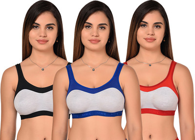 Zivosis Women Sports Non Padded Bra(Black, Red, Blue)
