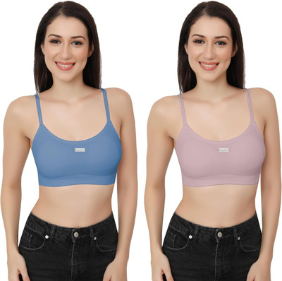 Ganesh Enterprises 2122 Sport Bra Light Padded Bra Women Sports Lightly Padded Bra(Blue, Pink)