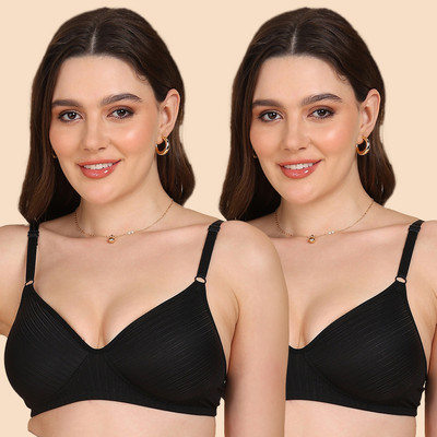 KOMLI Women T-Shirt Lightly Padded Bra(Black)
