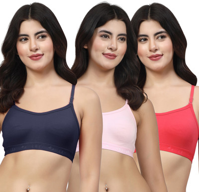 LILY 3321Mino Women Sports Non Padded Bra(Dark Blue, Pink, Red)