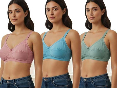 DCBASB Shagun comfortable Bra Every Day Pack Of 3(Multicolor).... Women Full Coverage Non Padded Bra(Green, Pink, Blue)