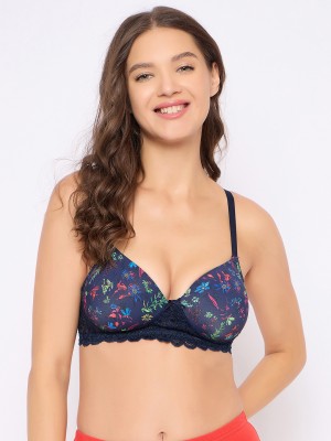 Clovia Women T-Shirt Lightly Padded Bra(Blue)