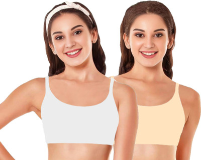 BRAAFEE Girls stretchable cotton full coverage non padded bra Girls Training/Beginners Non Padded Bra(Multicolor)