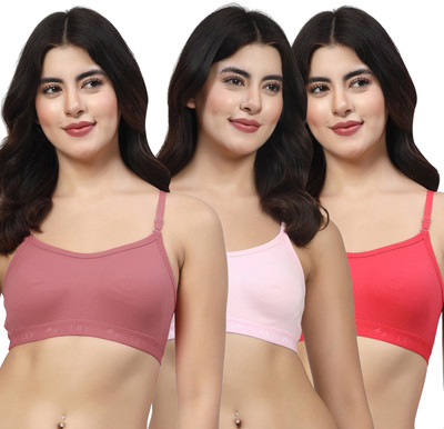 LILY 3321Mino Women Sports Non Padded Bra(Maroon, Pink, Red)