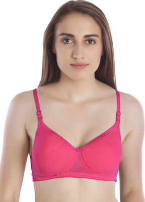 zoxen Seamless Women T-Shirt Lightly Padded Bra(Pink)