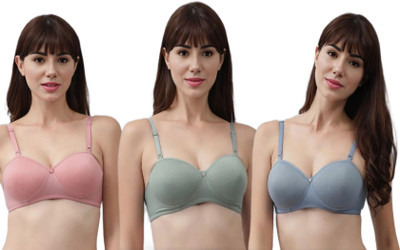 YVLORA English Padded Bra Women Everyday Lightly Padded Bra(Green, Blue, Pink)