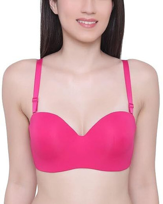 TRADEWELL Demi Cup Bra |Padded,Underwired, Push Up Bra for Women |Straps, 3/4 Coverage Bra Women Push-up Lightly Padded Bra(Pink)
