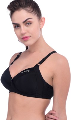 Piftif Seamless Full Covrage Side Bulge Covrage Women T-Shirt Heavily Padded Bra(Black)