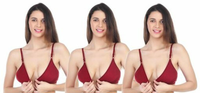 Aviness Creations Women Plunge Non Padded Bra(Maroon)