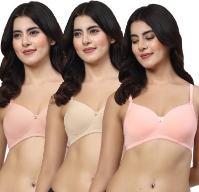 LILY Dapyklis Women T-Shirt Lightly Padded Bra(Pink, Beige, Pink)