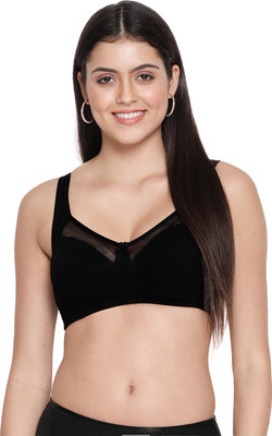 Susie Susie Everyday Wirefree Full Coverage Non-Padded Mesh Neckline Bra - Black Women T-Shirt Non Padded Bra(Black)