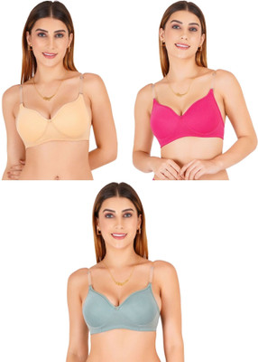Liigne Transparent Strap Women Padded Bra Women Everyday Lightly Padded Bra(Gold)