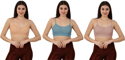 PZ enterprises Women's Cotton Full Comfortable Lightly Padded Pull On Bra For Everyday Wear Women Everyday Lightly Padded Bra(Gold, Light Blue, Brown)