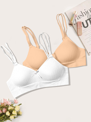 NAGARVEL CREATION C/309-SKN/WHT-P02-30 Women Push-up Lightly Padded Bra(Multicolor)