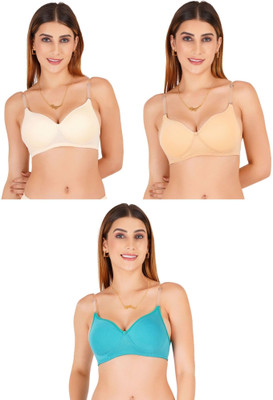 Liigne Transparent Strap Women Padded Bra Women Everyday Lightly Padded Bra(Multicolor)