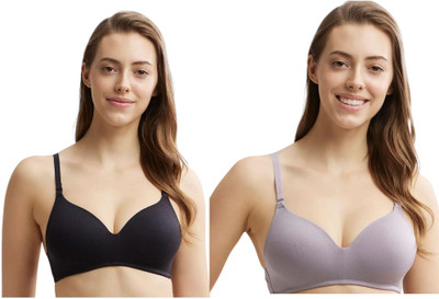 Growthgift Women’s Seamless Padded Wire-Free T-Shirt Bra Combo Pack of 2 Women T-Shirt Heavily Padded Bra(Brown, Pink)