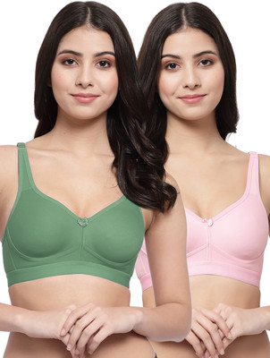 COLLEGE GIRL FullOn CG1215 T Shirt Plus Size Women Minimizer Lightly Padded Bra(Green, Pink)
