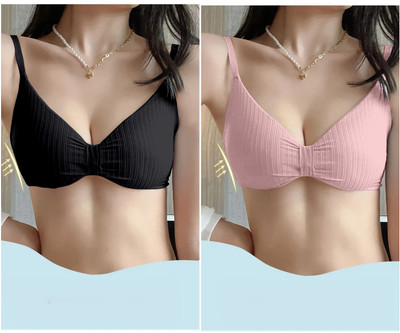 Comfy Secret 3337/blk/pnk-30 Women Everyday Lightly Padded Bra(Multicolor)
