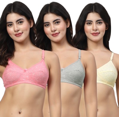 LILY imhsar Women Everyday Non Padded Bra(Pink, Grey, Yellow)