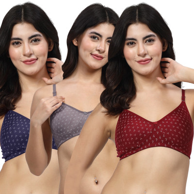 LILY itidaMino Women T-Shirt Non Padded Bra(Maroon, Grey, Dark Blue)