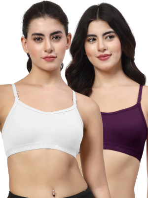 LILY 3321 Women Sports Non Padded Bra(White, Purple)
