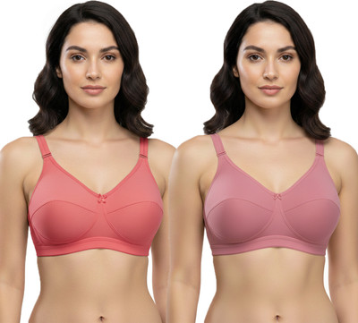 Piekncart Daily Comfort Non-Padded Bra Women Everyday Non Padded Bra(Pink, Red)