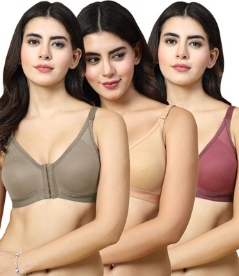 Docare DCFO280 Front Open Women T-Shirt Non Padded Bra(Brown, Beige, Maroon)