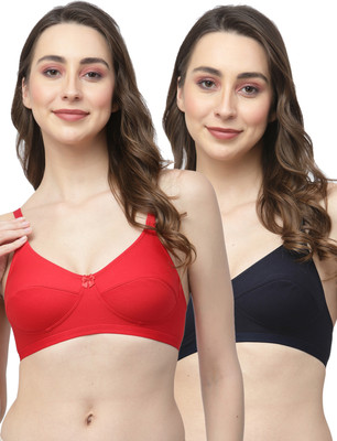 COLLEGE GIRL CGRO1256 Women T-Shirt Non Padded Bra(Red, Dark Blue)