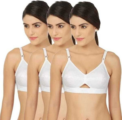 DreamCotton Trendy White women cotton bra for women pack of 3 Women Everyday Non Padded Bra(White)