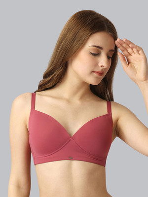 SOIE Full Coverage Padded Non-Wired Bra Women T-Shirt Lightly Padded Bra(Pink)