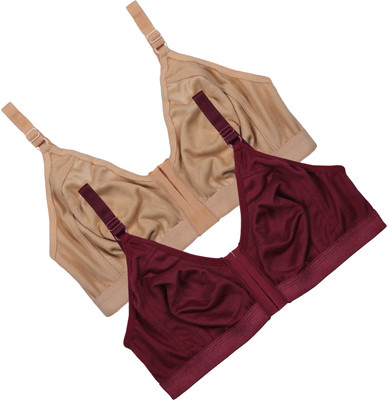 SWAP Premium Quality Front Open Bra for Women - Pack of 2 - Multicolors Will Come. Women Maternity/Nursing Non Padded Bra(Maroon, Beige)
