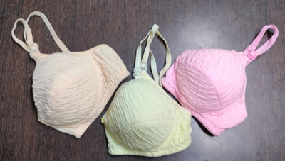 BLUE-WELL Women T-Shirt Lightly Padded Bra(Multicolor, Multicolor, Pink)