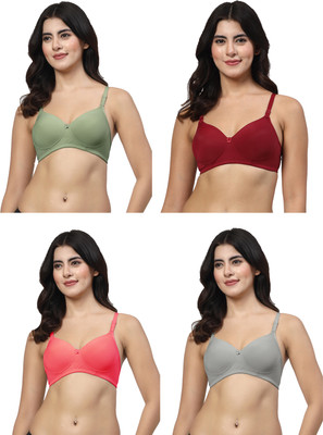 LILY Dapyklis Women T-Shirt Lightly Padded Bra(Maroon, Green, Grey, Pink)