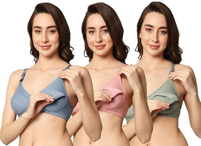 FAZIRA Comfortable Nursing & Maternity Bra for Women pack of 3 Women Maternity/Nursing Non Padded Bra(Multicolor)