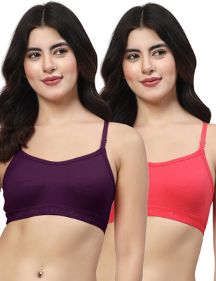 LILY 3321Mino Women Sports Non Padded Bra(Purple, Red)