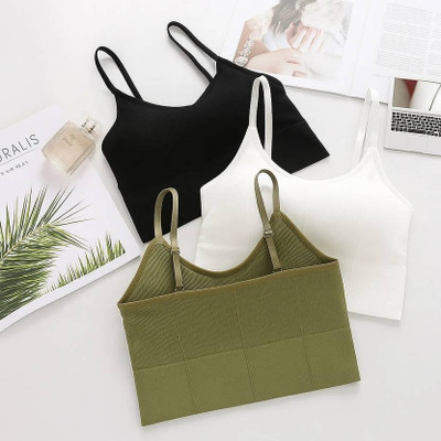 Nakshu Women Everyday Lightly Padded Bra(Green, White, Black)