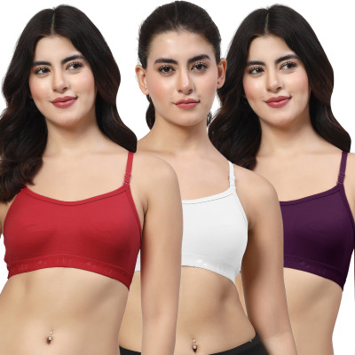 LILY 3321 Women Sports Non Padded Bra(Maroon, White, Purple)