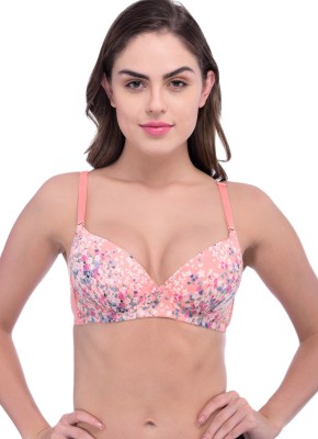 TOMKOT Seamless floral tshirt padded bra Women Push-up Heavily Padded Bra(Pink)